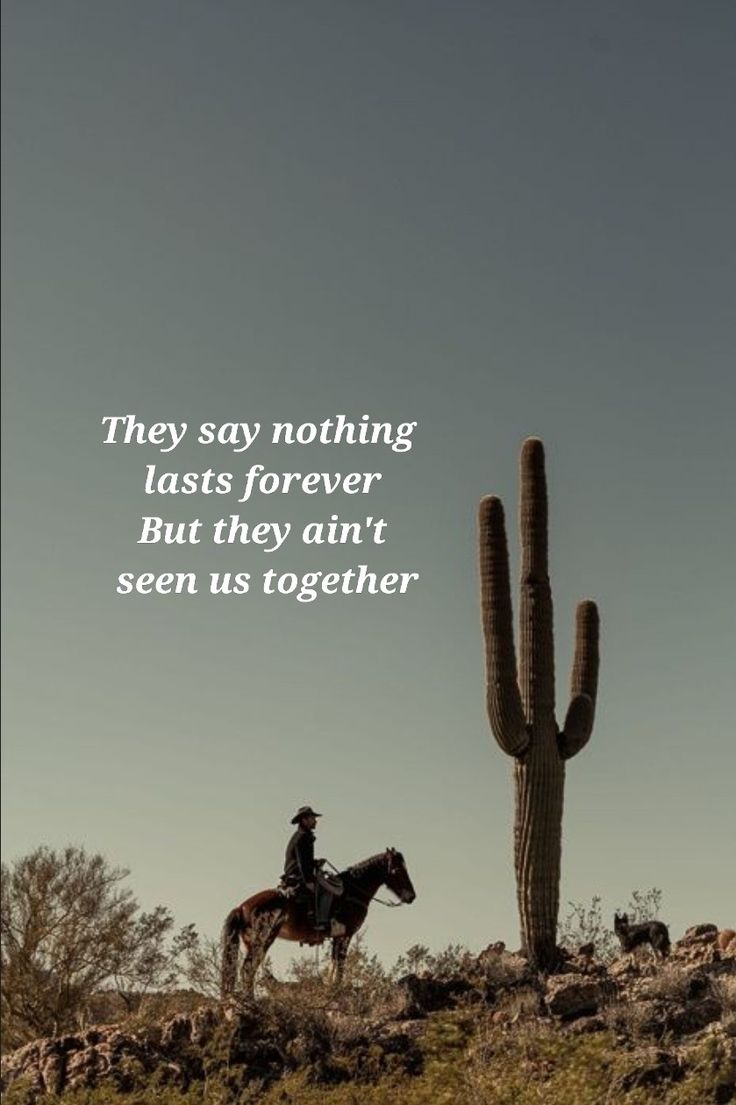 a man riding on the back of a horse next to a tall saguado