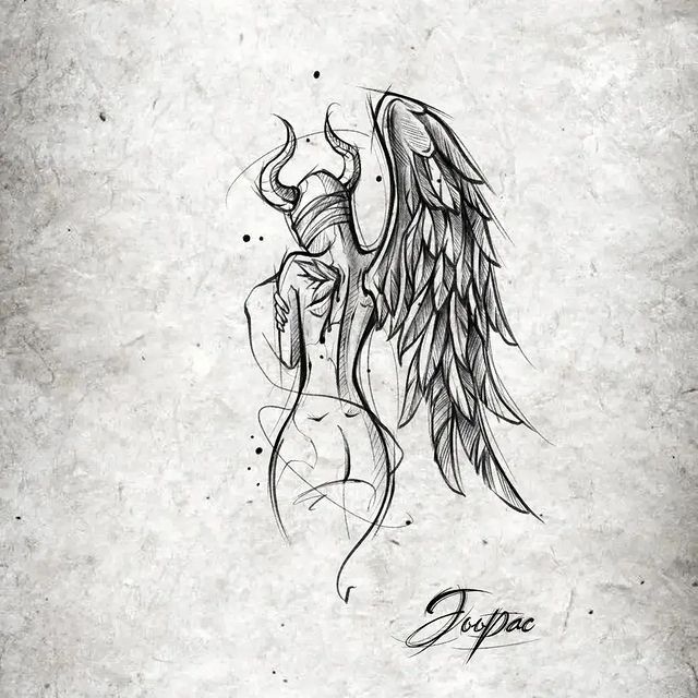 a drawing of an angel with wings on it's back and the word epic written in