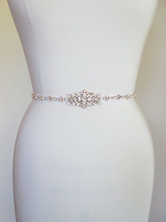 Swarovski crystal skinny bridal belt sash by SabinaKWdesign Silver Fitted Bridal Belt For Formal Occasions, Fitted Rhinestone Belts For Party, Fitted Embroidered Belt Sash For Wedding, Elegant Rhinestone Bridal Belt For Bridesmaids, Silver Fitted Bridal Belt, Fitted Silver Bridal Belt For Bride, Adjustable Bridesmaid Bridal Belt With Sashes, Adjustable Bridal Belt With Sashes For Bridesmaid, Elegant Fitted Bridal Belt For Bridesmaid