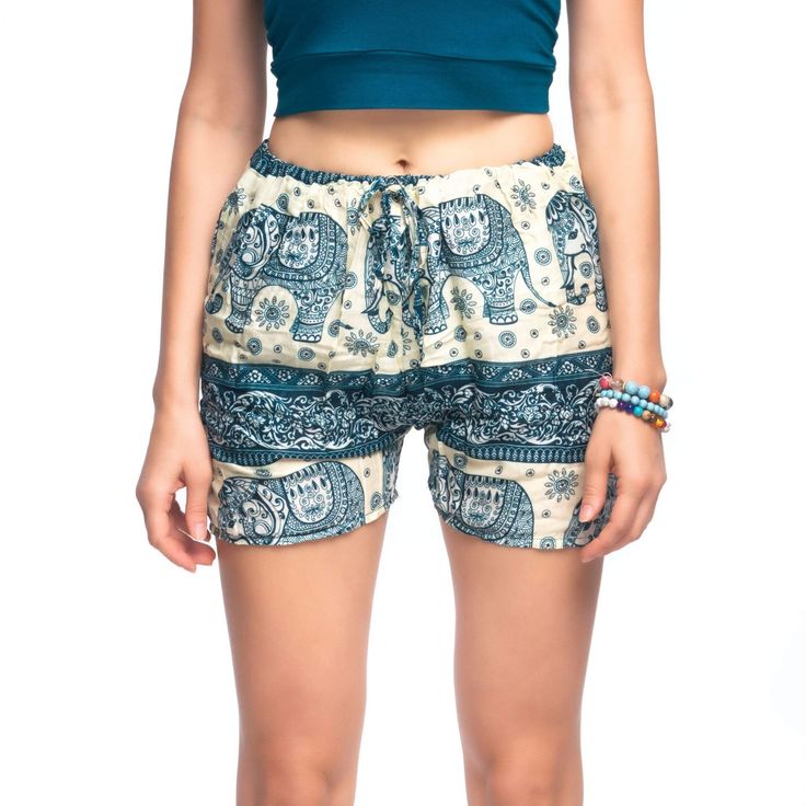 BALI SHORTS Elepanta Women's Shorts - Buy Today Elephant Pants Jewelry And Bohemian Clothes Handmade In Thailand Help To Save The Elephants FairTrade And Vegan Bali Elephant, Elephant Shorts, Thailand Elephants, Symbol Of Luck, Walk On The Beach, Save The Elephants, Beach Walk, Hot Weather, People Around The World