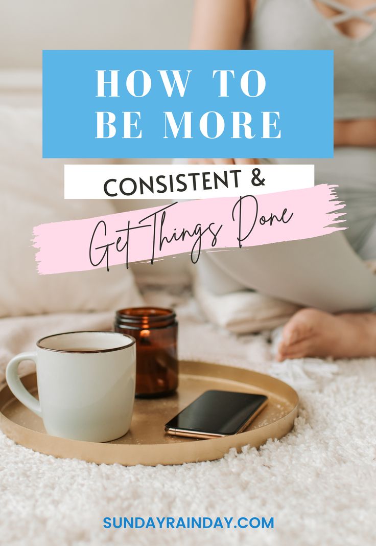 a woman sitting on the floor with her laptop and coffee cup in front of her text reads how to be more content & get things done