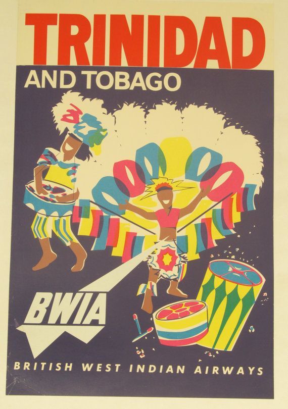 Future Artwork, Vintage Airline Ads, Airline Poster, Restaurant Art, Vintage Airline Posters, British West Indies, Vintage Airline, Trinidad Carnival, Advertising Posters