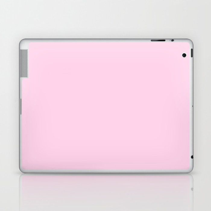 the back side of an ipad case with a light purple background and silver trim on it