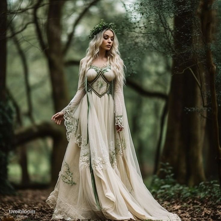 Satin Silk Butterfly Goddess Fairy Dress Gown, Norse Inspired Wedding Dress, Forest Green Wedding Dress, Forest Fairy Wedding Dress, Elf Wedding Dress, Elvish Wedding Dress, Enchanted Forest Wedding Dress, Elf Wedding, Pagan Wedding Dresses