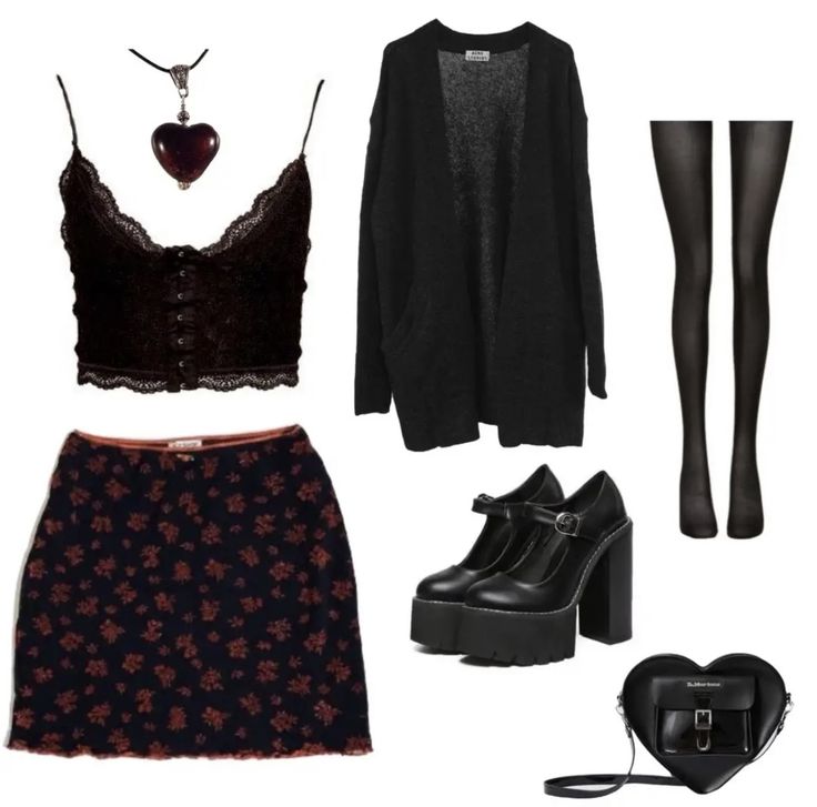 Summer Boho Goth Outfits, Girly Grunge Outfits Fall, All Black Polyvore Outfits, Goth Dress Outfit Ideas, Whichy Vibes Outfit, Cute Winter Outfits Alt, Moon And Star Outfit, Black Dress Outfit Goth, Black Cat Outfit Aesthetic