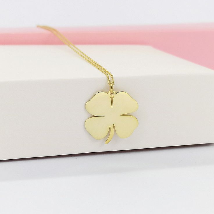 14k Gold Four Leaf Clover Necklace For Women, Lucky Clover Pendant Gold, Clover Jewelry, Gift For Her  🔎 Material: in 925 sterling silver and 14k solid gold ⛓️📏 Chain length: 17.7 inches (45cm), 19.6 inches (50cm), 21,6 inches (55cm) ⛓️ Chain Style: Cable 🎨 Color: rose, silver, gold 🔖 You can choose your preferences from the options ✈️ Ships in 48 hours 🎁 We send it in a wonderful presentation in a wood gift box, certificate, wiping cloth, cute carrying case. ↘️ Click the link below for sim Gold Sterling Silver Flower Pendant Jewelry, Valentine's Day Sterling Silver 14k Stamped Jewelry, Gold Flower Pendant In Sterling Silver, Sterling Silver Pendant Necklace Stamped 14k, Mother's Day Gold Polished Jewelry, Mother's Day Polished Gold Jewelry, Gold Sterling Silver Charm Necklace With Flower Pendant, Sterling Silver Yellow Gold Charm Necklaces As Gift, Yellow Gold Sterling Silver Charm Necklaces As Gift