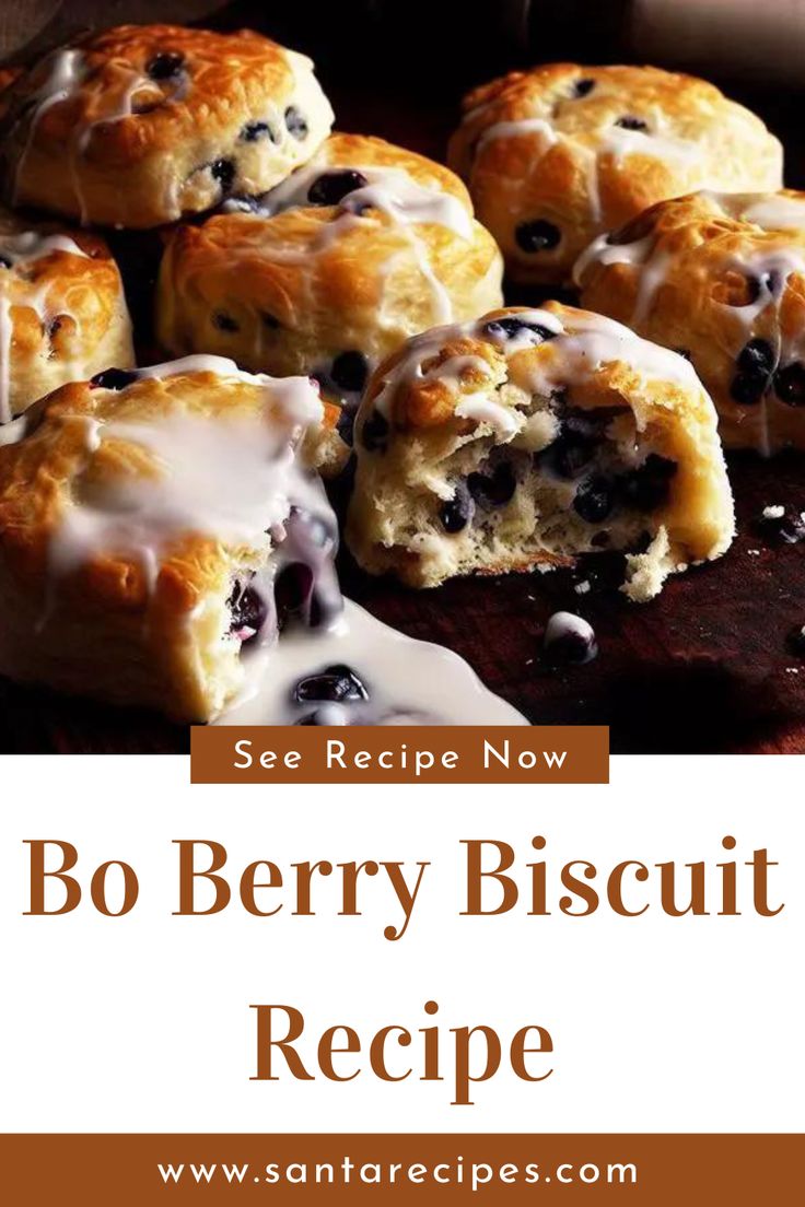 blueberry biscuit recipe with text overlay that reads see recipe now bo berry biscuit recipe