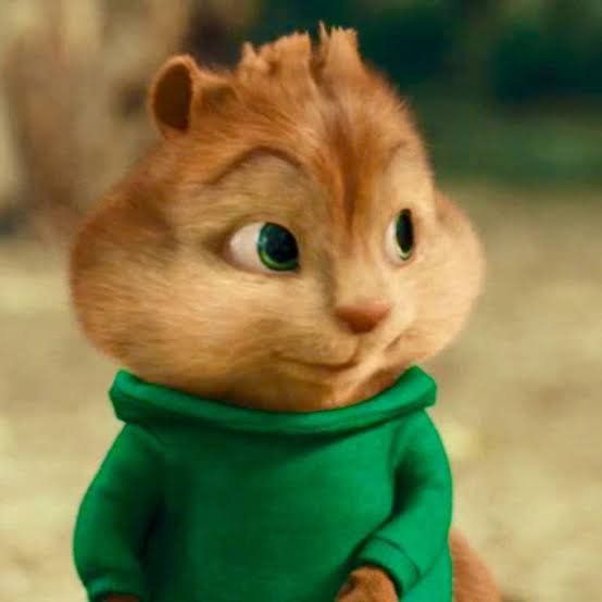 the chipmunz is wearing a green shirt and standing on one leg with his hands in