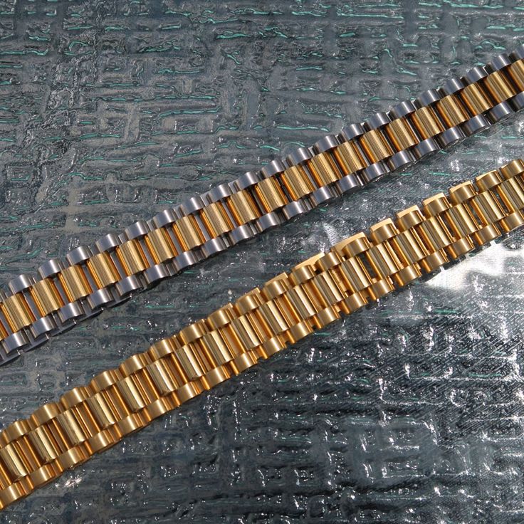 Stainless Steel • Great Quality Watch Band Shown wearing 14in Please be sure of sizing as exchanges/refunds are not available. Classic Gold Watch Bands With Stainless Steel Clasp, Gold Timeless Watch With Chain Detail, Classic Gold Chain Watch, Timeless Gold Watch With Chain Detail, Timeless Gold Watch With Chain, Timeless Gold Chain Watch, Watch Chain, Tape Measure, Watch Band