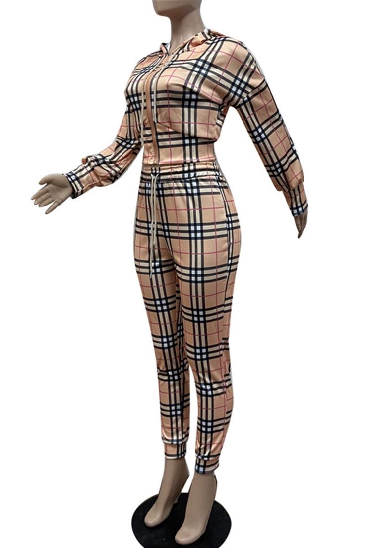 Get double the fun with our two-piece sets! Coordinate & make your outfit choice stress free. and totally on fleek. You can even mix and match your pieces.Details:Plaid print+hooded designTwo piece matching setsComfortable stretch fabricSpecifications:Fabric: good polyester materialSize: please check measurements carefullyPlease allow 0.5-1″ difference due to manual measurementDifferent monitor settings means colors may differ slightly1″ = 2.54cmSizeBustWaistHiptop LengthpantsLenghS3 Trendy Cotton Tracksuit For Spring, Trendy Cotton Stretch Tracksuit, Trendy Spring Tracksuit For Streetwear, Trendy Fitted Hooded Tracksuit, Trendy Fitted Tracksuit For Loungewear, Trendy Long Sleeve Loungewear Sets, Trendy Loungewear Sets For Fall, Trendy Winter Sets With Letter Print, Trendy Pink Sets For Fall