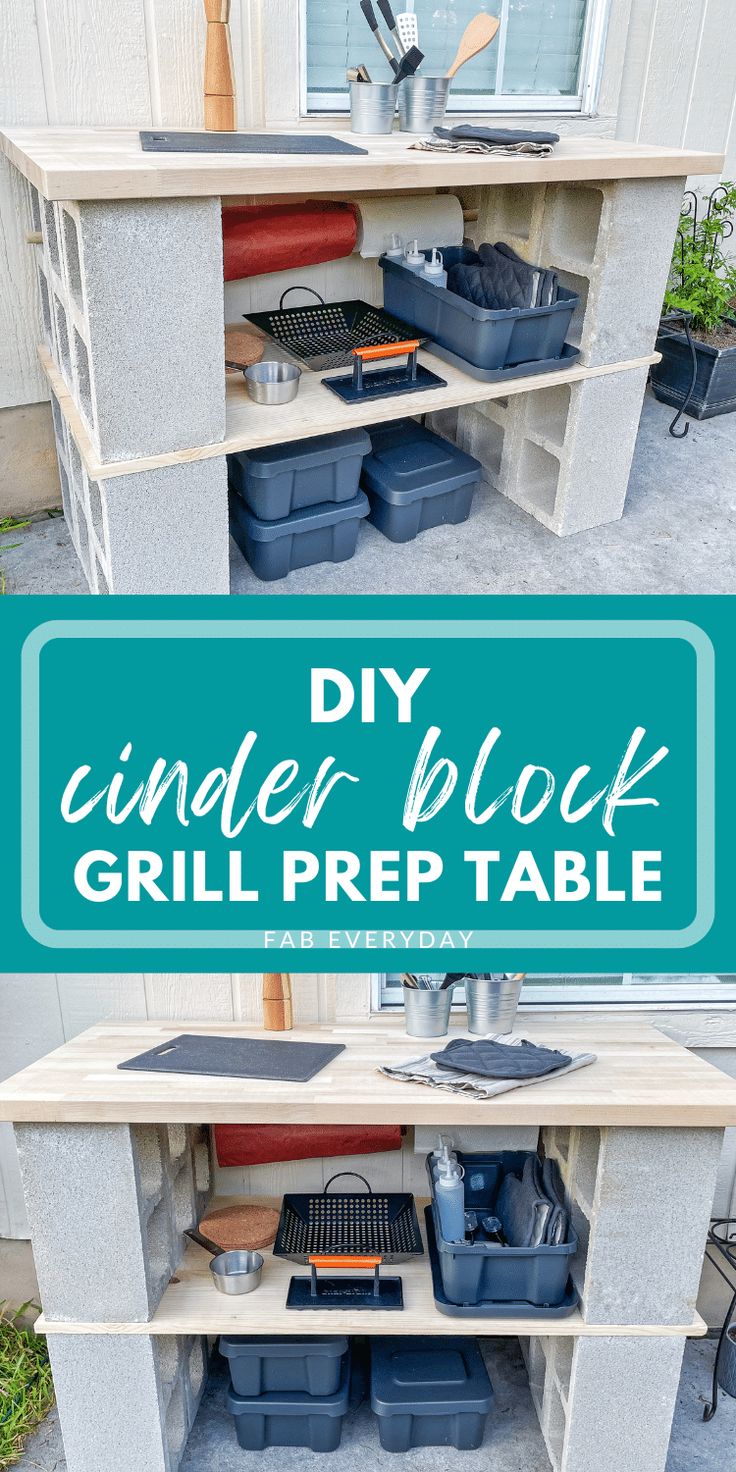 the diy cinder block grill prep table