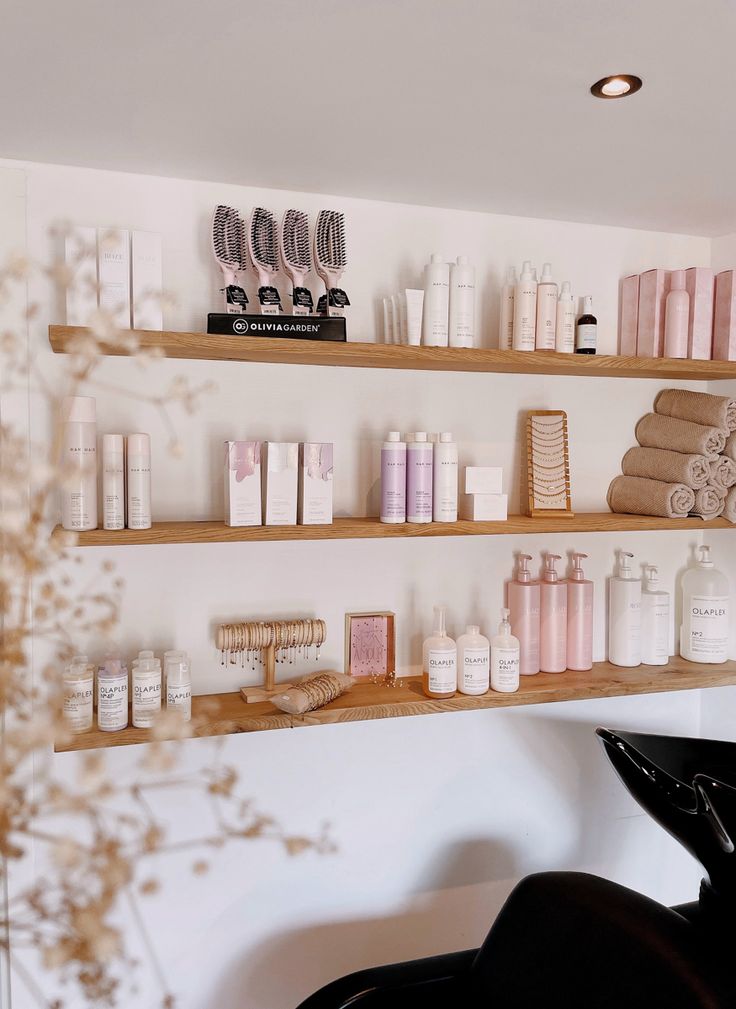 shelves filled with different types of personal care products