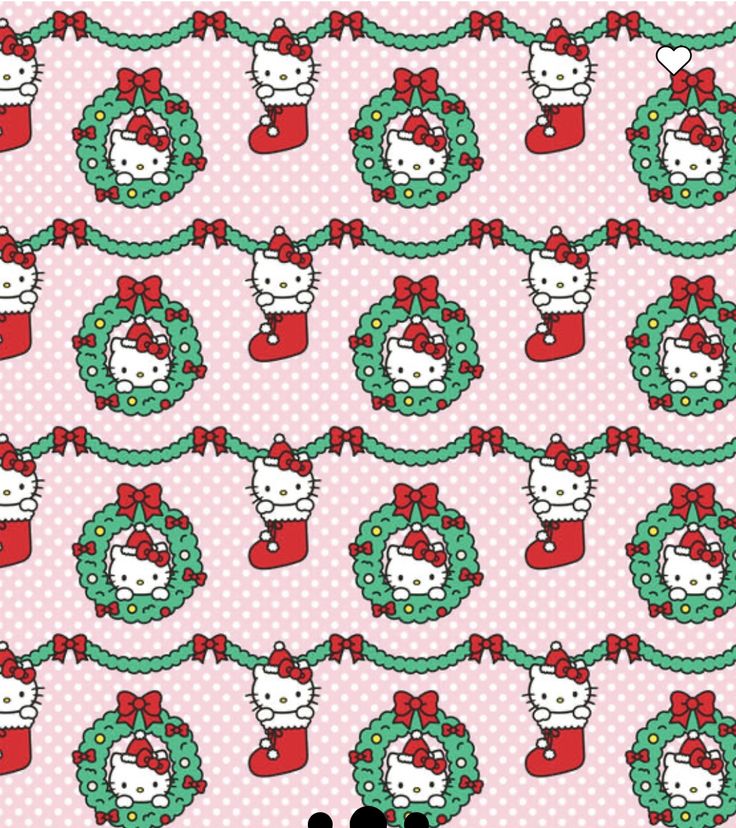 hello kitty christmas wallpaper in pink and green