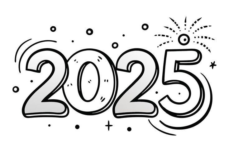 the number 2055 with fireworks and confetti in the air, on a white background