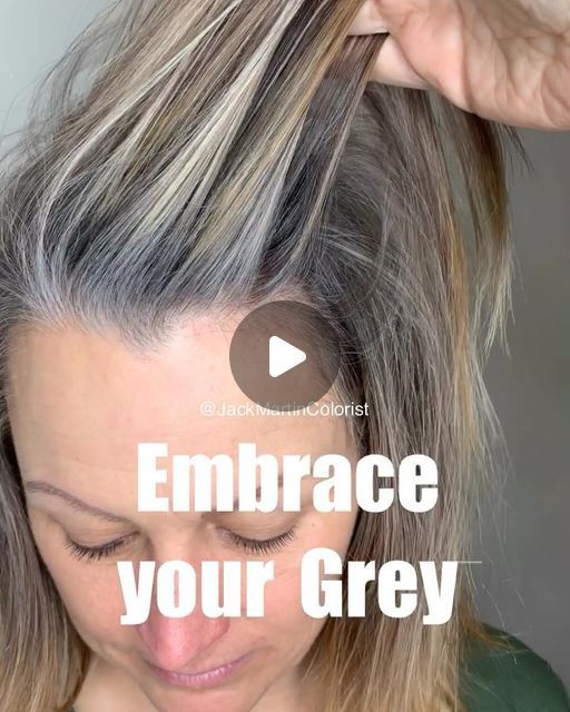 Ways To Blend Gray Hair, Blond With Grey Highlights, Blond And Gray Highlights, Grey Hair Blending Highlights, Natural Grey Hair With Blonde Highlights, Hair Color With Gray Roots, Fall Hair For Graying Hair, Grey Blonde Blending, Covering Gray Hair Blonde