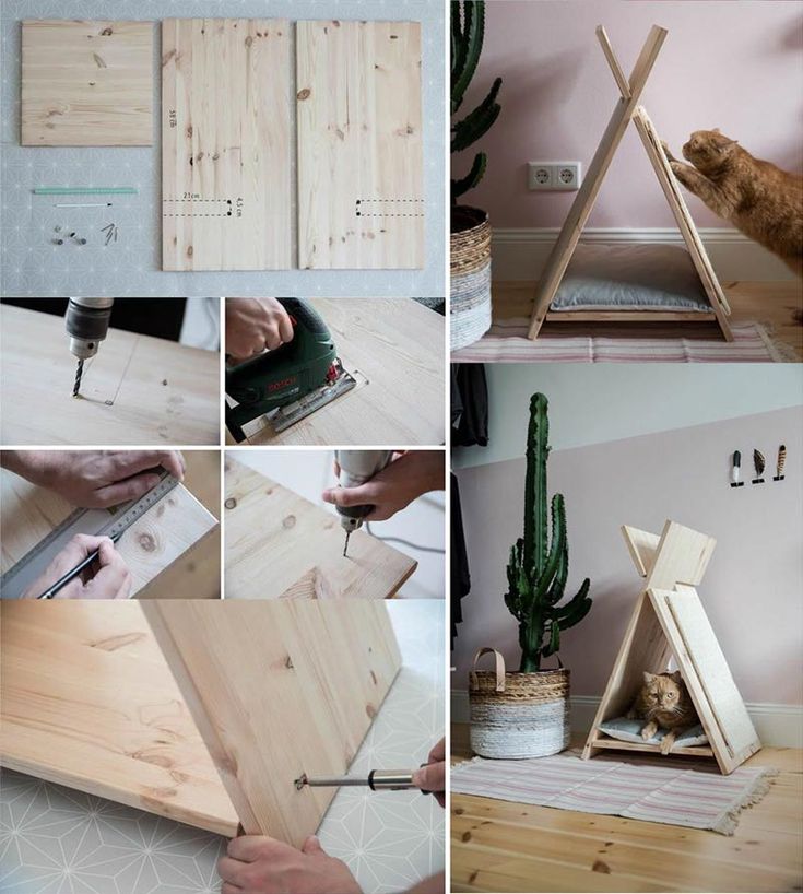 the process of making a diy triangle with wood