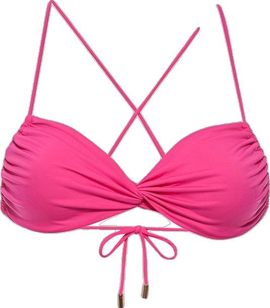 Pink Stretch Swimwear With Straps, Pink Fitted Swimwear With Straps, Solid Bandeau Swimwear With Straps, Fitted Pink Swimwear With Straps, Pink Swimwear With Straps, Pink Swimwear With Straps For Pool, Pink Strapped Swimwear For Pool, Pink Triangle Top Swimwear With Straps, Pink Strappy Swimwear For Swimming