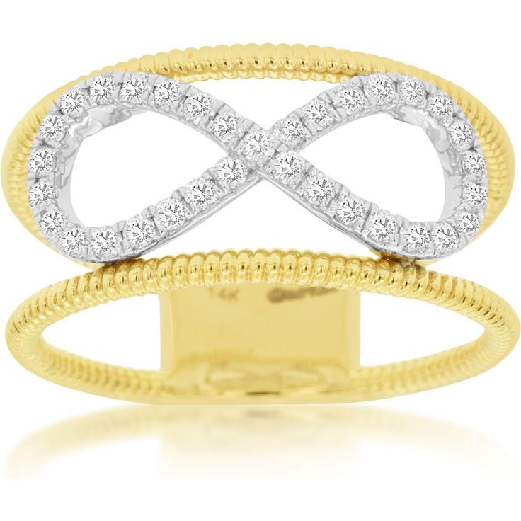 Royal 14K Yellow Gold Ladies Diamond Ring - 0.30 Carat Total Diamond Weight Gold Infinity Ring, Milgrain Ring, Understated Glamour, Diamond Birthstone, Infinity Ring, Yellow Gold Jewelry, Luxury Rings, Ladies Diamond Rings, Infinity Symbol