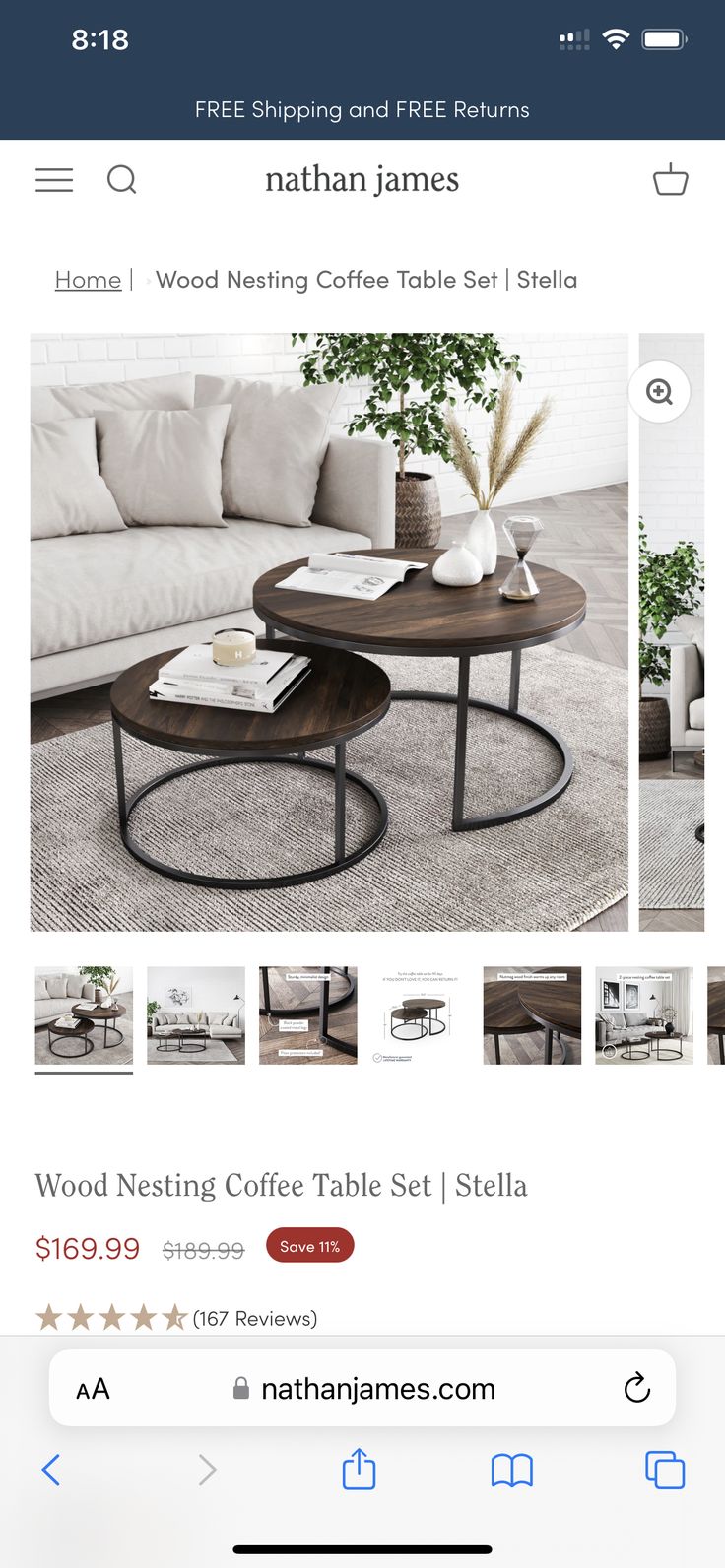 a coffee table with two tables on it and the price is $ 599 99