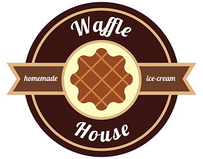 the waffle house logo is brown and white