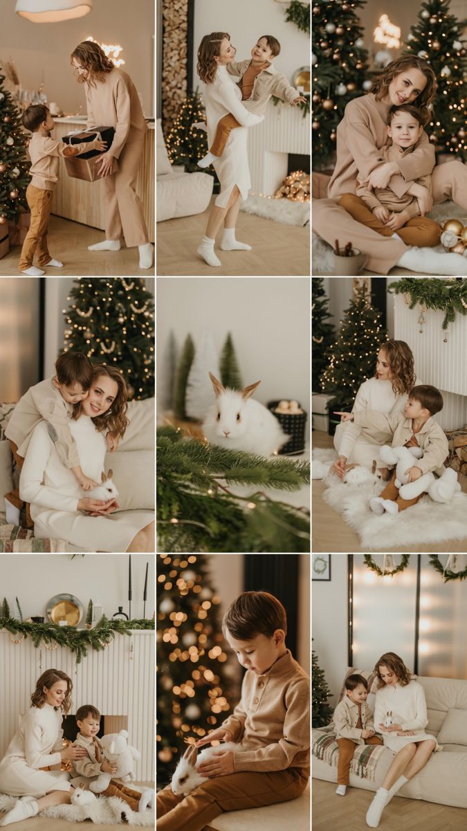 Фотограф Christmas Holiday Family Photos, Indoor Holiday Mini Sessions, Christmas Mini Sessions Indoor Family, Christmas Shoot Ideas Family Pictures, White Christmas Background Photoshoot, Christmas Studio Pictures, Light And Airy Christmas Photos, Boho Christmas Photoshoot Studio, Family Christmas Pictures Studio Mini Sessions