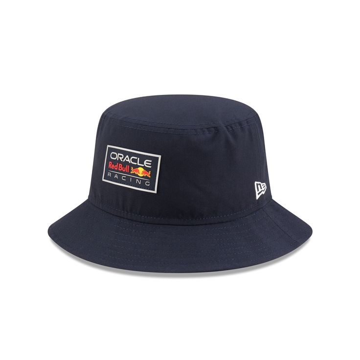 The Oracle Red Bull Racing Repreve Bucket Hat features a rubber Oracle Red Bull Racing patch at the front with a screen-printed team logo at the rear. Sporty Hats With Logo Patch For Fans, Sports Hats With Logo Patch And Flat Brim, Flat Brim Sports Hats With Logo Patch, Curved Brim Sports Hat With Logo, Sports Visor Hat With Logo Patch, Curved Brim Hat With Logo For Sports Events, Sports Event Visor Hat With Logo Patch, Sporty Logo Hats For Sports Events, Sporty Hats With Logo Patch For Sports Events