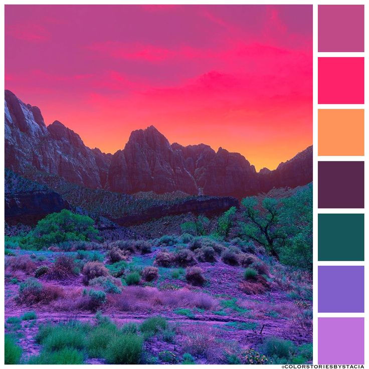 an image of the desert with mountains in the background and colors that are very vibrant