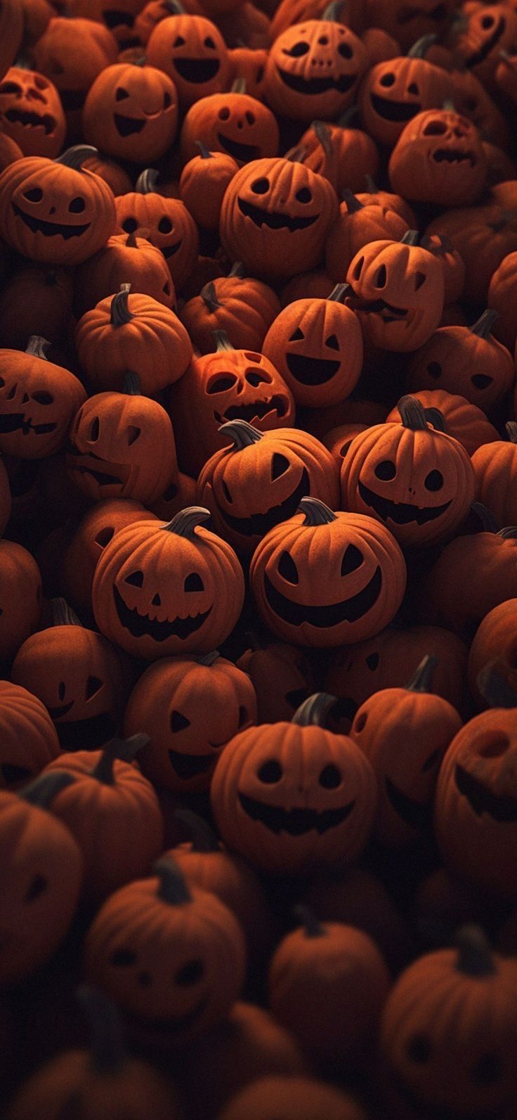 there are many pumpkins that have faces carved on them, all in the same pattern