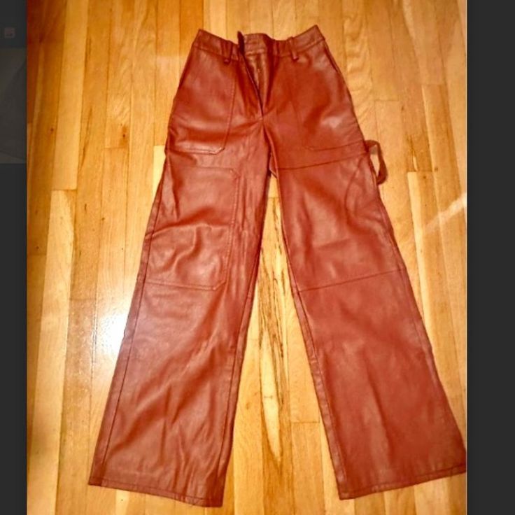 Brand New Never Worn. Super Durable. Not Light Weight. Front And Rear Pockets. Mid- High Rise And Bell Bottom Cut. Trendy Brown Leather Pants With Pockets, Forever 21 Wide Leg Pants For Fall, Trendy Forever 21 Pants For Fall, Forever 21 Brown Bottoms For Fall, Forever 21 Fall Pants For Night Out, Forever 21 Fall Workwear Pants, Chic Forever 21 Pants For Fall, Leather Bell Bottoms, Forever 21 Pants