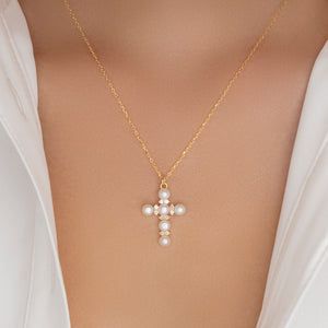 Bella Pearl Cross Necklace – Love Stylize Pearl Cross Necklace, Necklace Love, Choker Necklace Set, Simple Bracelets, Silver Jewels, Cross Bracelet, Cross Earrings, Statement Bracelet, Nails Inspo