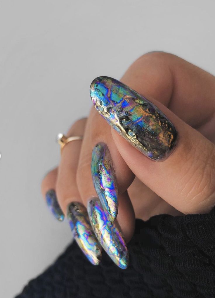 Abalone Nails, Textured Nails, Holo Nails, Nails Nails, Makeup Nails, Nail Ideas, Nail Designs, Texture, Nails