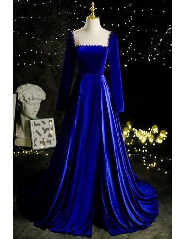 10% off now! Shop royal blue long velvet gown with open back beadings online. Sheprom offers formal, party, casual & more style dresses to fit your special occasions. Loki Fanfic, Targaryen Dress, Blue Velvet Gown, Lucy Pevensie, Prom Dress Pictures, Velvet Evening Dress, Backless Evening Dress, Blue Velvet Dress, Short Design