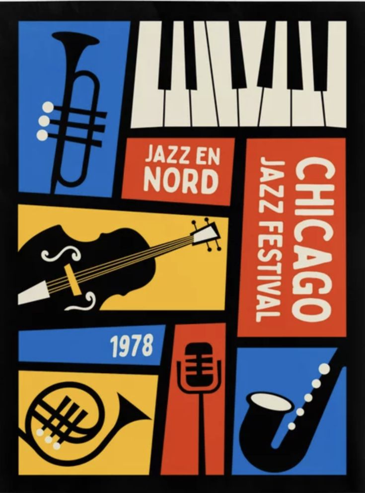 a poster with musical instruments on it