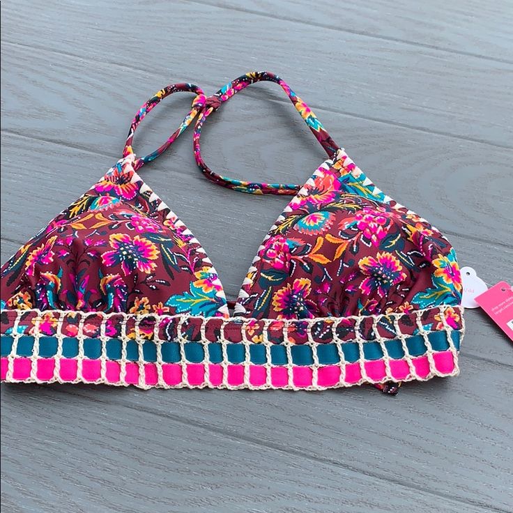 Check Out The Pictures And That Says It All!! Love This Amazing Colorful Bikini Top With Adjust Straps And Is For Size D/Dd Fun Pink Swimwear For Vacation, Multicolor Halter Top Beachwear For Vacation, Multicolor Beachwear Halter Top For Vacation, Multicolor Halter Top For Beach Vacation, Multicolor Halter Top For Beach Party Vacation, Bohemian Pink Swimwear For Vacation, Pink Beachy Swimwear With Built-in Bra, Multicolor Triangle Halter Top For Vacation, Pink Bra-friendly Halter Top For Vacation