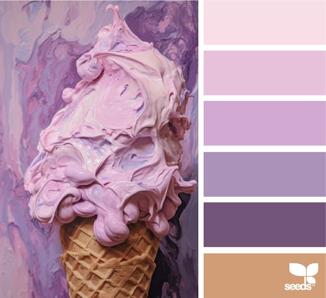 an ice cream cone with pink and purple colors