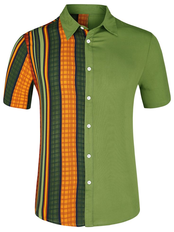 Document Here is the classic green patchwork shirt for mens or boys. Those who prefer a classic look and  want an eye catching look can choose this one. It is good as men and even boys color block shirts.You can wear it above tshirts and casual trousers.Contact us if you have any questions on sizing.Machine wash cold inside out.Measurement (in inches)International Size----------Chest Girth----------Shoulder Width----------Back LengthS--------------------------------40 1/2------------------17 1/4 Multicolor Cotton Shirt With Contrast Color, Multicolor Contrast Cotton Shirt, Fitted Summer Shirt With Contrast Color, Fitted Multicolor Shirt With Color Block, Fitted Multicolor Color Block Shirt, Green Tops For Spring, Green Summer Top With Contrast Color, Casual Multicolor Shirt With Contrast Color, Green Cotton Color Block Tops