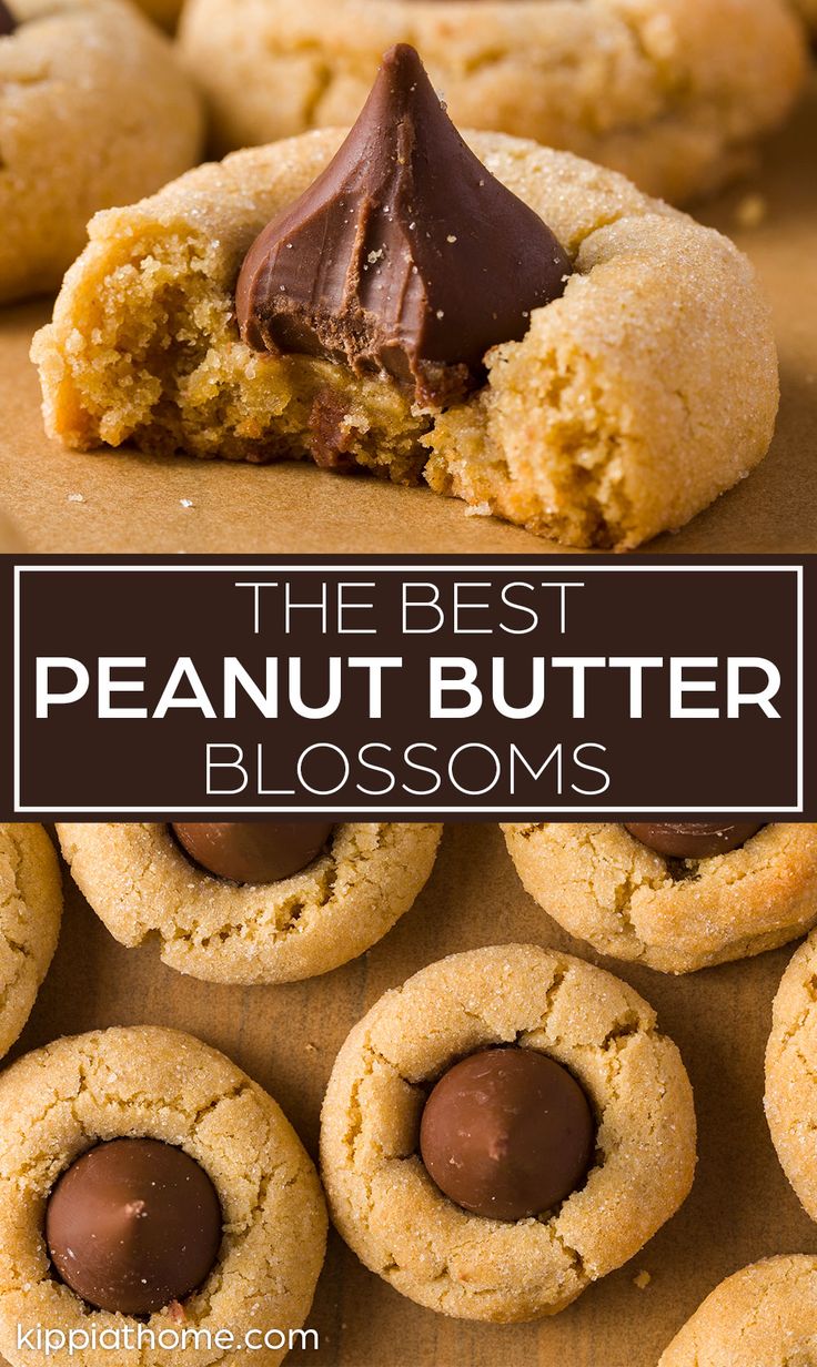 the best peanut butter blossom cookies are on display