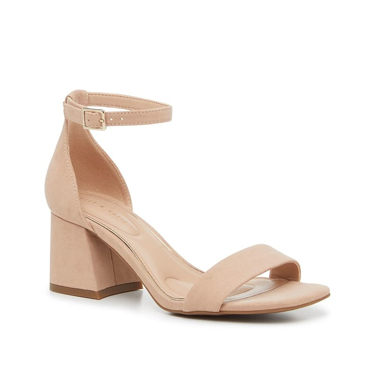 Kelly & Katie-Marybel Sandal A simple silhouette never goes out of style, which is why we’re big fans of the Marybel sandal from Kelly & Katie. It features an ankle strap detail for a secure fit, a modern square toe design, and a sturdy block heel that allows you to dance the night away. Beige Low Heels, Tan Bridesmaid Shoes, Bridesmaid Shoes Nude, Nude Bridesmaid Shoes, Nude Wedding Shoes, Bridesmaid Heels, Nude Strappy Sandals, Tan Bridesmaids, Bridesmaids Heels