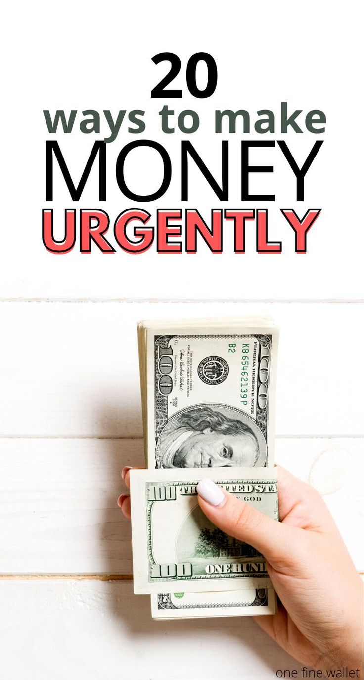 someone is holding money in their hand with the words 20 ways to make money urgently