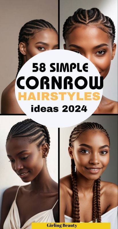 Discover simple cornrow ideasTry classic straight-back cornrowsstylish side cornrowsor mix in a few feed-in braids for added length and volumeThese easy styles are perfect for a neat and versatile lookSimpleCornrows SimpleCornrow Cornrow Feed In Low Ponytail, Corn Rows For Women, Cornrow With Braids Hairstyles, Four Braids Cornrow Natural Hair, Trending Cornrows Hairstyles, Simple Cornrow Styles, Types Of Cornrows, Cornrows Ideas Natural Hair, Quick Cornrow Hairstyles