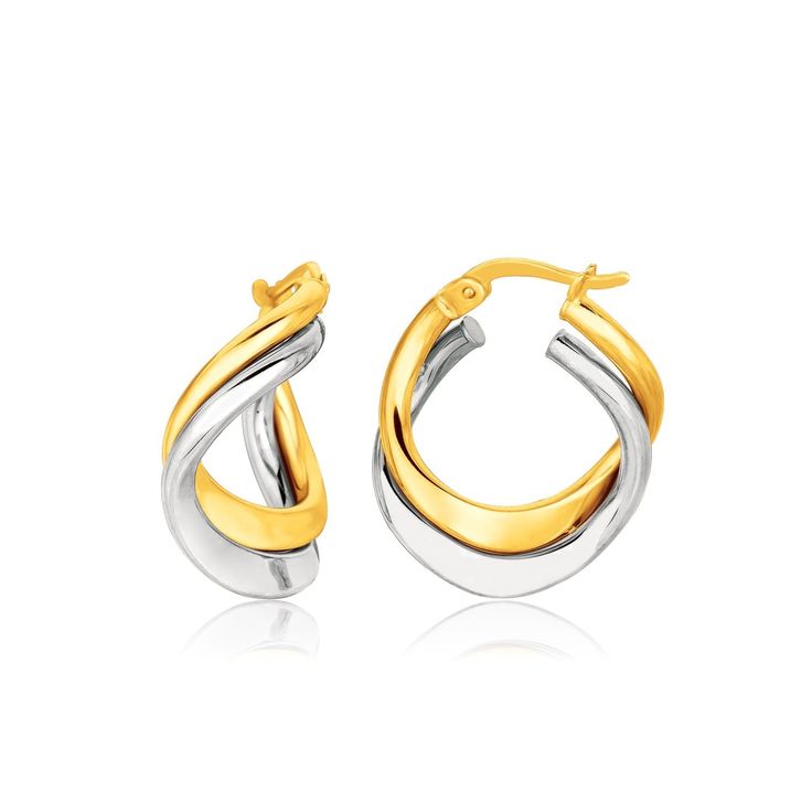 Buy LOVCIA Luxury Glamorous 14k Gold Two-Tone Twist Hoop Earrings with Snap Lock Backing Double Twist, Twist Styles, Snap Lock, Twist Style, Earring Crafts, Fine Jewellery Earrings, Gold Hoop Earrings, Metal Stamping, Luxury Jewelry