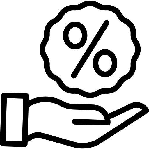 a hand holding a coin with the percentage