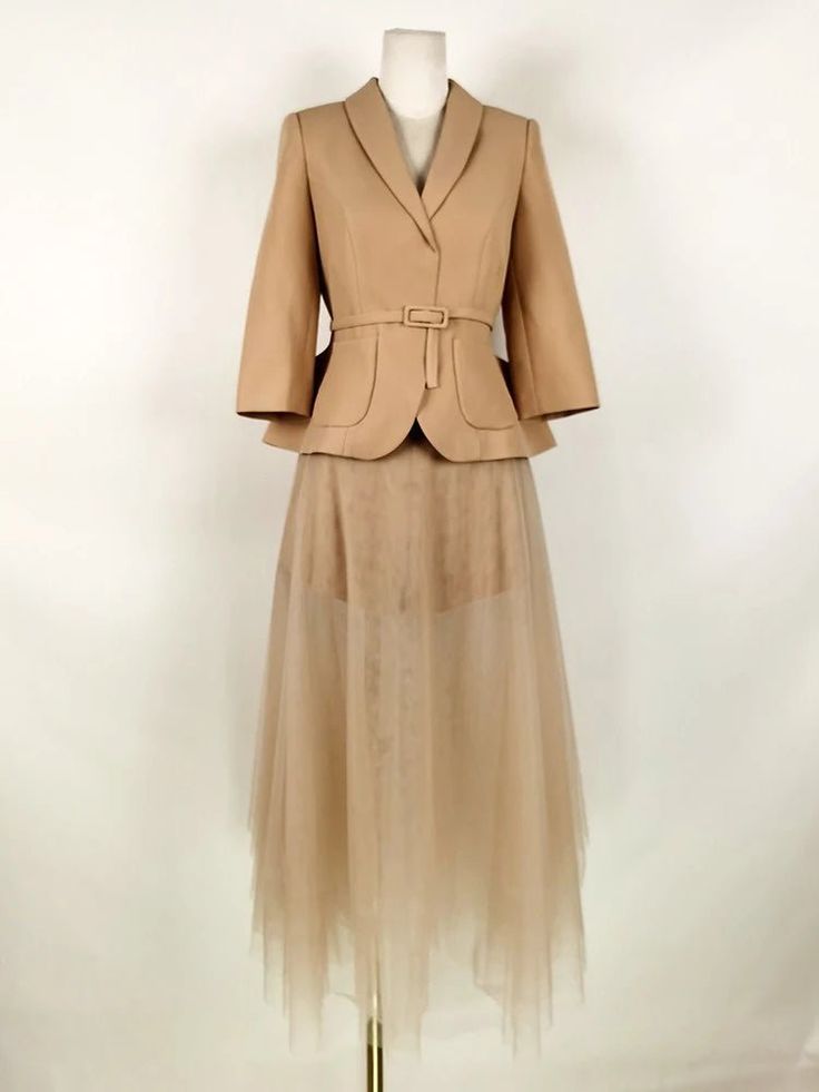 Two Piece - Set For Women - Veronica Luxe Fitted Cotton Outerwear In Neutral Color, Beige Cotton Outerwear For Office, Fitted Neutral Cotton Outerwear, Elegant Cotton Outerwear For Winter, Elegant Cotton Outerwear For Spring, Elegant Cotton Winter Outerwear, Chic Neutral Cotton Outerwear, Cotton Outerwear For Office In Fall, Elegant Long Sleeve Cotton Outerwear