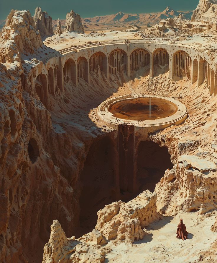 an aerial view of the desert with some people in it