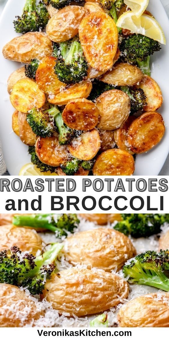 Roasted baby potatoes and broccoli, topped with grated Parmesan cheese. Cheesy Broccoli And Potatoes, Baked Potato And Broccoli, Baked Potatoes And Broccoli In Oven, Oven Roasted Potatoes And Broccoli, Potatoes And Broccoli Recipes, Broccoli And Potato Recipes, Brocoli Potato, Potato Broccoli Recipes, Potato And Broccoli Recipes