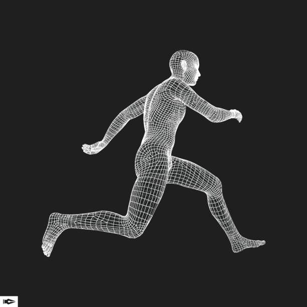 a man is running on a black background