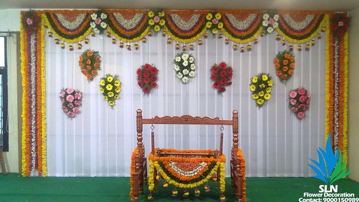 Naming Ceremony Ideas, Name Ceremony, Cradle Decoration, Indian Baby Shower Decorations, Indian Wedding Decorations Receptions, Naming Ceremony Decoration, Baby Naming Ceremony, Engagement Stage, Engagement Stage Decoration