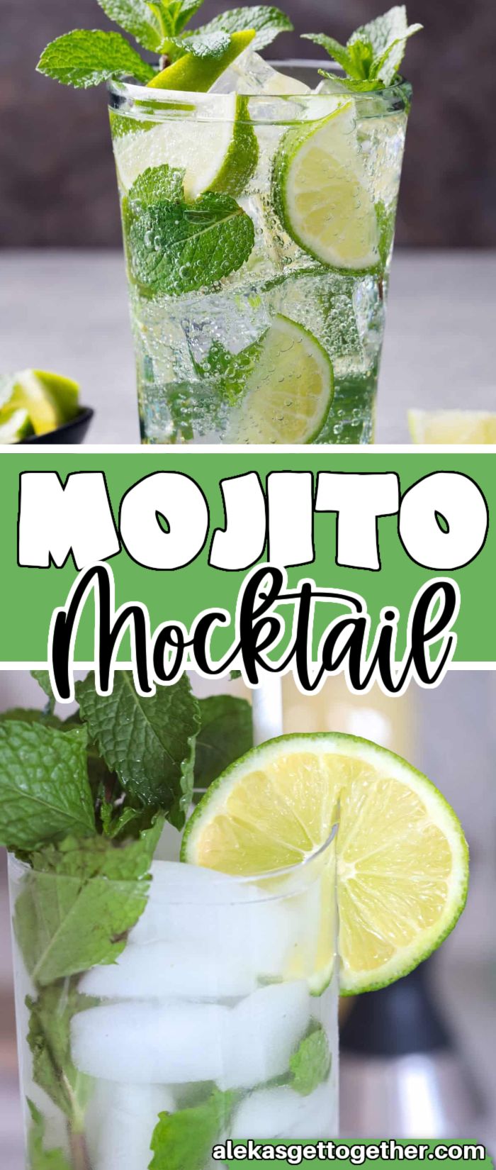 mojito mocko cocktail with lime and mint garnish