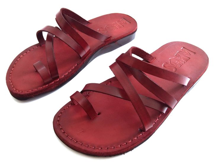 Buy any 3 pairs from us and get FREE UPGRADE to Expedited Shipping  These Handmade Leather Jerusalem Sandals are perfect for summer and a hobdays, but they're so comfortable, you'll want to wear them all year round. With a beautiful leather upper material and a rubber sole, these leather flip flops offer a comfortable and natural walking experience, making them ideal for every day and extended wear.  With quality in mind, these leather sandals for women are made with Italy's finest cow leather t Brown Leather Flip Flops, Jesus Sandals, Blue Leather Sandals, Leather Sandals Handmade, Womens Summer Shoes, Leather Flip Flops, Leather Sandals Women, Toe Ring, Sandals Women