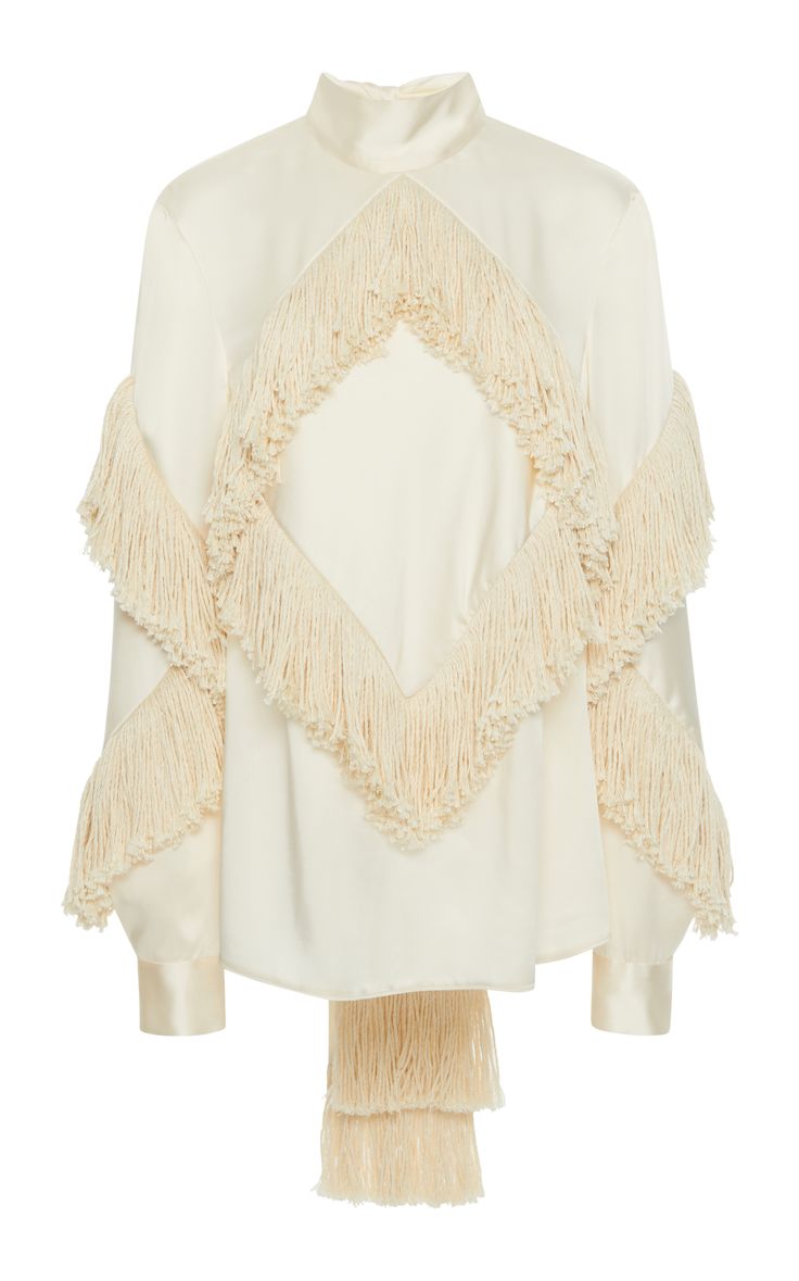 Fringe Sleeves, Fringe Blouse, Christopher Kane, Satin Blouse, Kimono Fashion, Single Piece, Moda Operandi, Piece Of Clothing, Fashion Collection